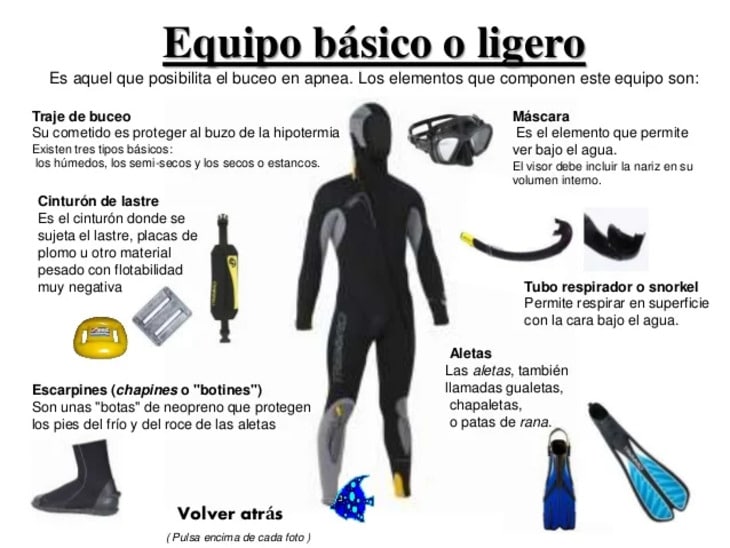 equipo basico de buceo -